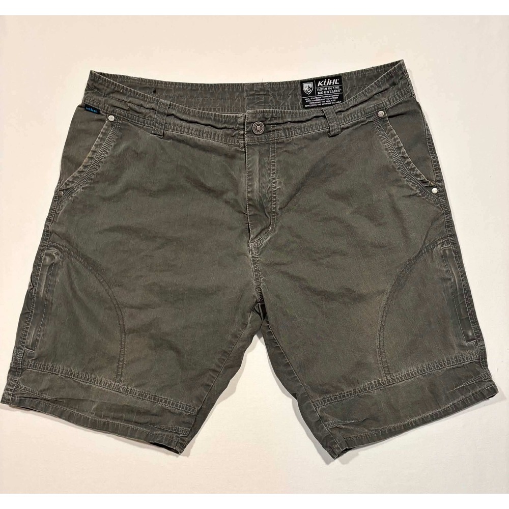 Kuhl Renegade Mens Shorts 38 Gray Vintage Patina Dye Hiking Outdoor Cotton Nylon